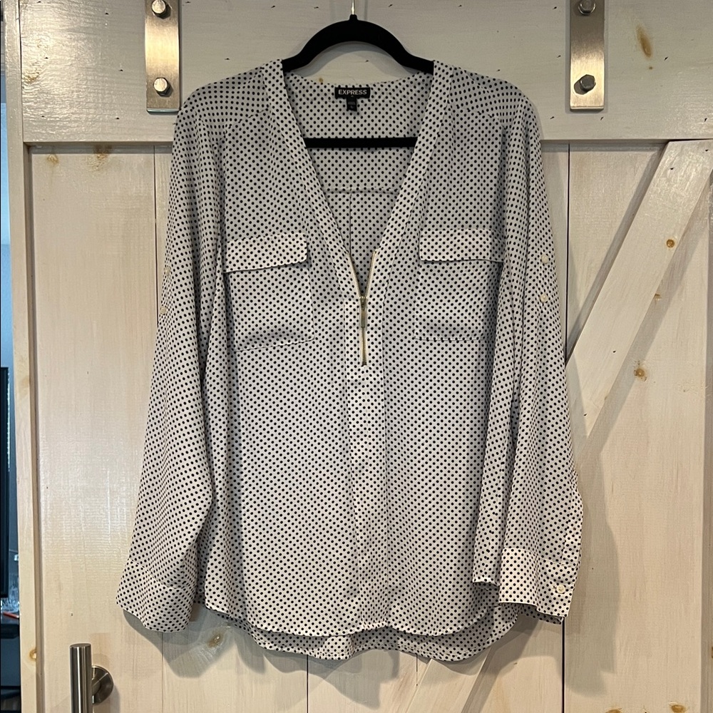 Express Black and White Patterned Blouse